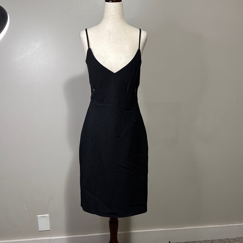 Mason Black Sheath Midi Dress with Spaghetti Straps